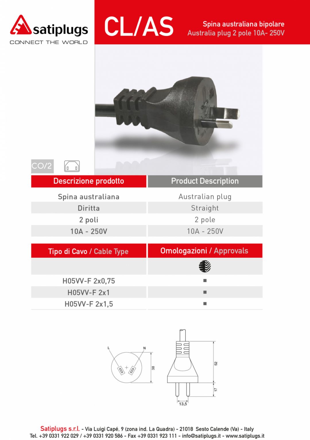 Australia plug CL/AS - satiplugs - power flow